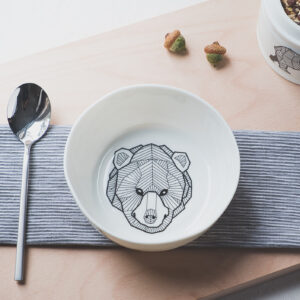 Bear flat bowl Black Lines Porcelain collection by Antikapratika in Berlin Handmade