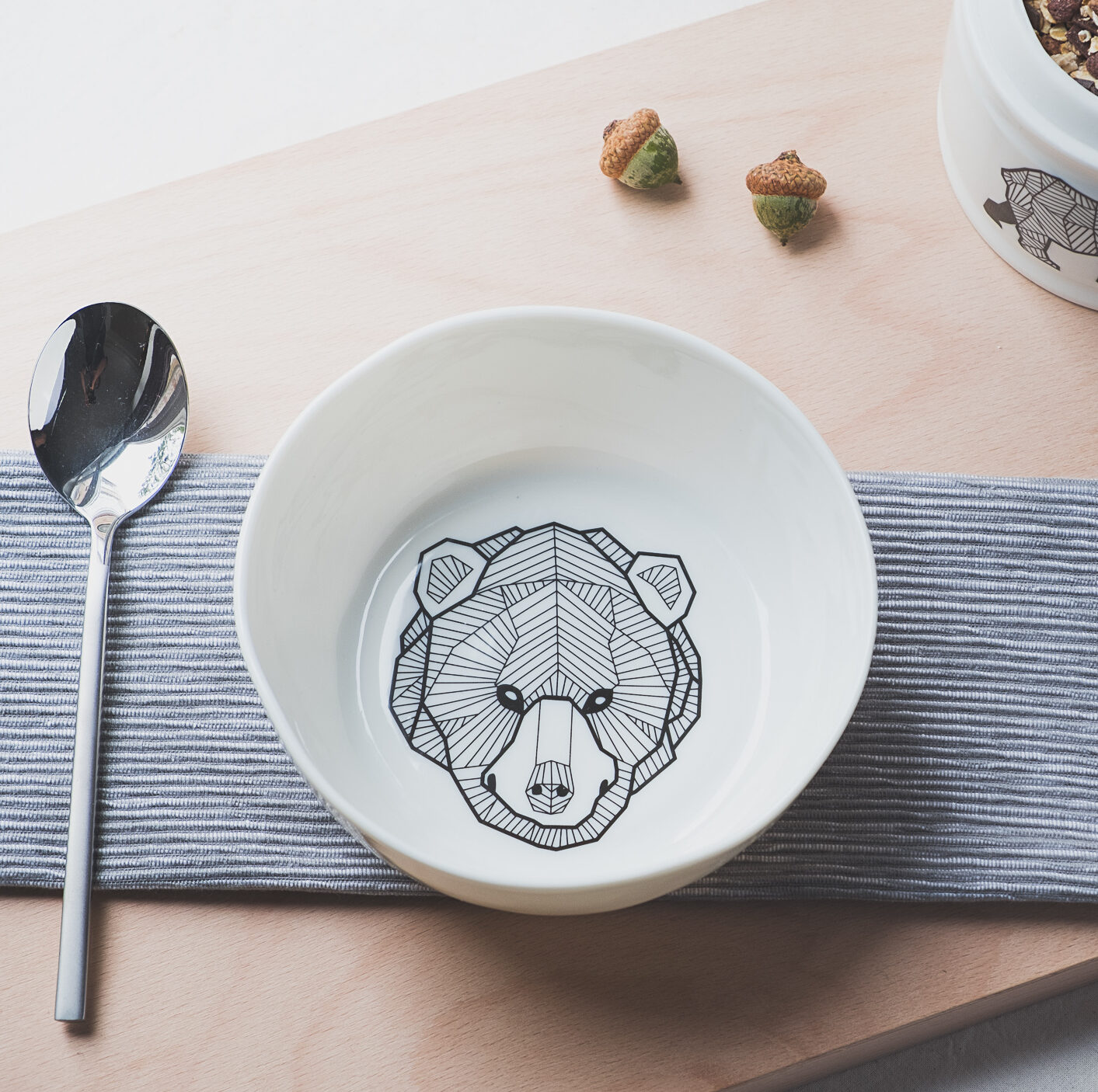 Bear flat bowl Black Lines Porcelain collection by Antikapratika in Berlin Handmade