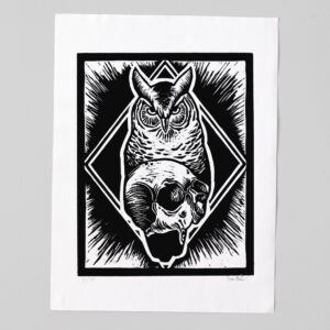 Ivan Duso Tattoo Artist Print Art - Made in Berlin GERMANY - THE OWL - Linocut print limited series