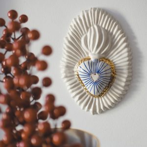 Ex-Voto Dotted heart Porcelain Blue & Gold - Handmade in Berlin by Marta_Maria_Trenti for Antikapratika