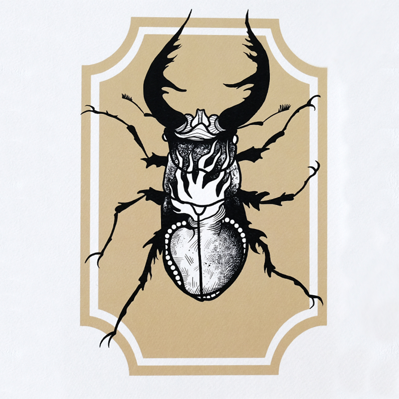 Sacred Beetle Art Print Made in Berlin by Ivan Duso Antikapratika, Tattoo inspired art